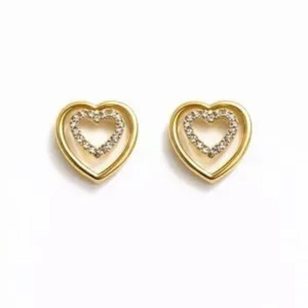 Gold Heart Stud Earrings